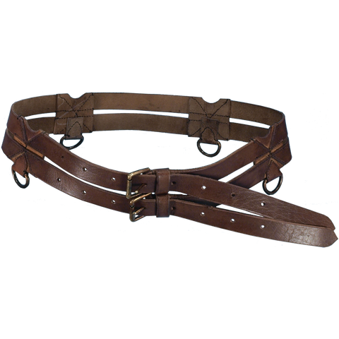 Leather Twin Belt - Black, Blue, Brown, Green, Red, Renaissance Belts - Leather Accesssories-Medieval Shoppe