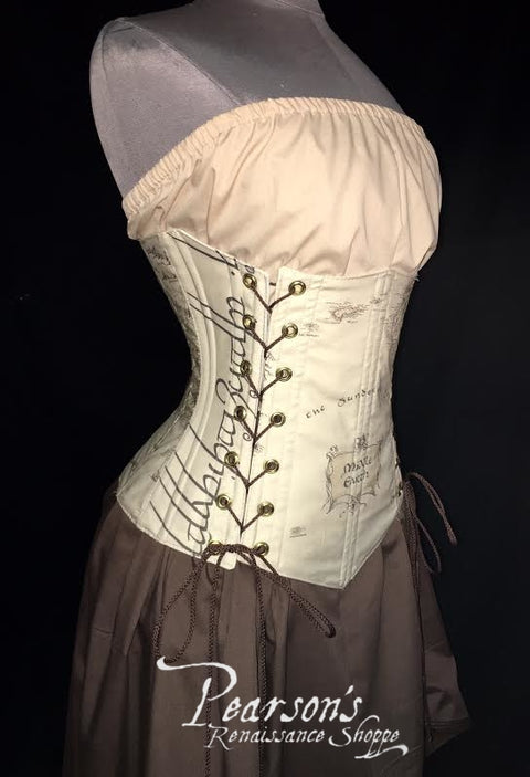 Lord of the Rings Middle Earth Elvish Writing Corset Set - Underbust Corset Sets - Waist Cinchers-Medieval Shoppe