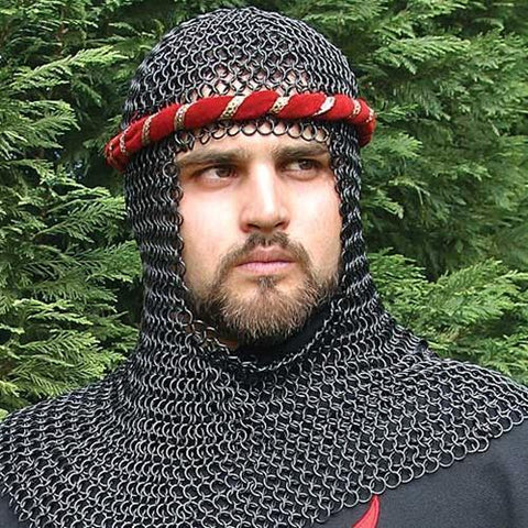 Mail Armor Coif, Blackened - Chainmail Armour-Medieval Shoppe