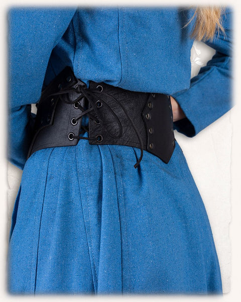 Maren Leather Waist Cincher - Black, Bodices - Corsets - Waist Cinchers, Brown-Medieval Shoppe