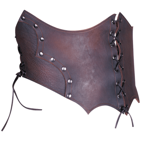 Maren Leather Waist Cincher - Black, Bodices - Corsets - Waist Cinchers, Brown-Medieval Shoppe