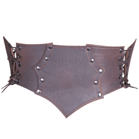 Maren Leather Waist Cincher - Black, Bodices - Corsets - Waist Cinchers, Brown-Medieval Shoppe