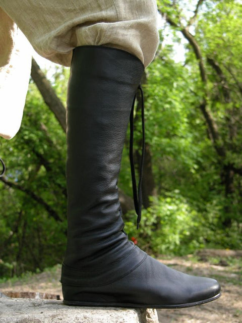 Medieval Fantasy High Boots "Forest" - Men's Renaissance Boots-Medieval Shoppe