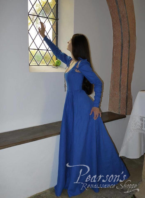 Medieval Kirtle Corset Dress - Classic Blue, Green, Medieval Dresses, Midnight Blue, Wine Red-Medieval Shoppe