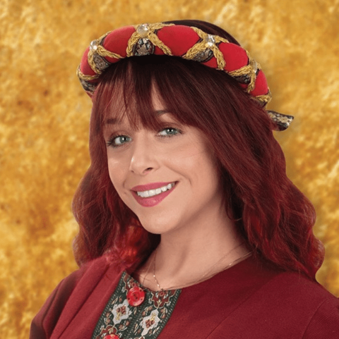 Medieval Roundlet Padded Headroll - Black, Gold, Green, Medieval Crowns & Princess Tiaras, Red-Medieval Shoppe
