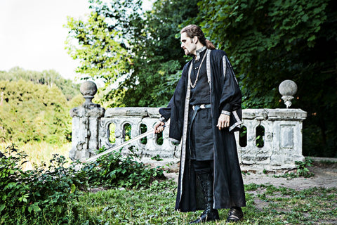 Medieval Tunic and Overcoat - Black/Gold, Black/Silver, Coats-Tabards & Brigandines, Sales and Specials, Tunics & Gambesons-Medieval Shoppe