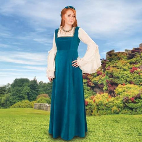Mulberry Faire Overdress - Medieval Dresses, Soft Green, Teal Blue-Medieval Shoppe