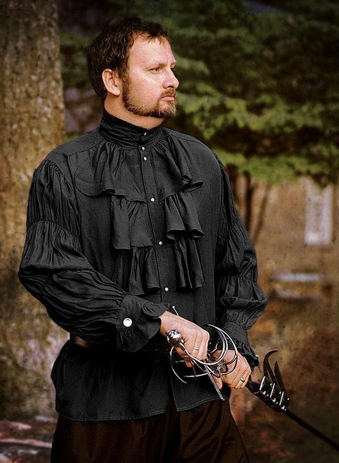Noble's Shirt - Black, Men's Renaissance Shirts, Purple, White-Medieval Shoppe