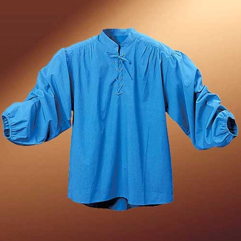 Privateer Period Cotton Shirt - Blue, Cocoa, Men's Renaissance Shirts, Natural, Wine-Medieval Shoppe