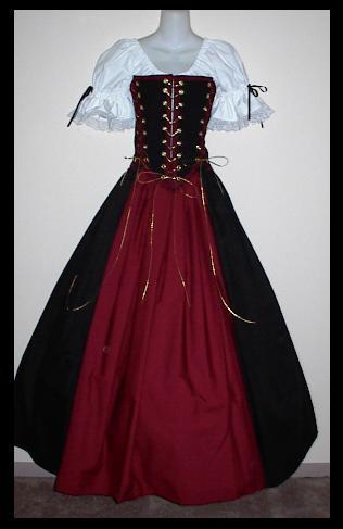 Pirate Maiden Set - Amethyst, Burgundy, Gold, Hunter Green, Medieval Bodice Sets, Olive Green, Purple, Royal Blue, Sales and Specials-Medieval Shoppe