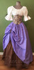 Plum Fairy Set with Added Long Skirt - Brown, Dark Lavender, Underbust Corset Sets - Waist Cinchers-Medieval Shoppe