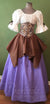 Plum Fairy Set with Added Long Skirt - Brown, Dark Lavender, Underbust Corset Sets - Waist Cinchers-Medieval Shoppe
