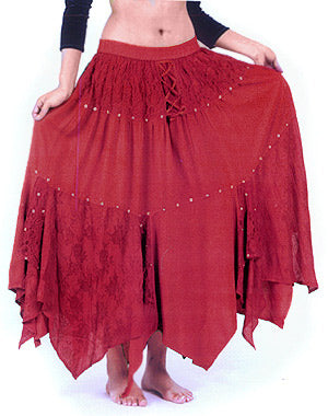 Ribbons & Beads Rayon Skirt - Black, Burgundy, Sales and Specials, Skirts - Pants - Underpinnings-Medieval Shoppe