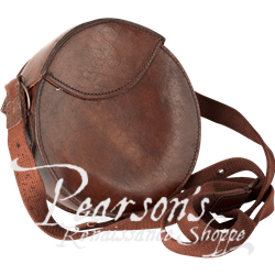 Round Leather Bag - Black, Brown, Sporrans - Pouches-Medieval Shoppe