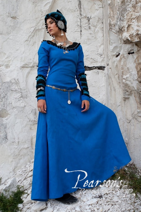 Sarmatian Tsarina Medieval Dress - Blue, Green, Medieval Dresses, Sales and Specials-Medieval Shoppe