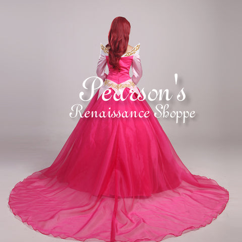 Sleeping Beauty Princess Aurora Multilayer Tulle Dress - Blue, Cosplay & Movie Costumes, Pink-Medieval Shoppe
