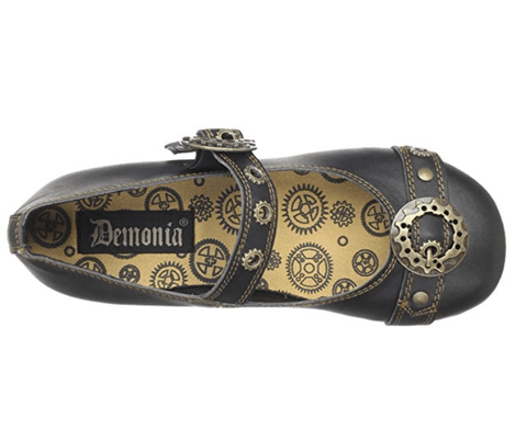 Steampunk Mary Jane Flats - Women's Medieval Footware-Medieval Shoppe