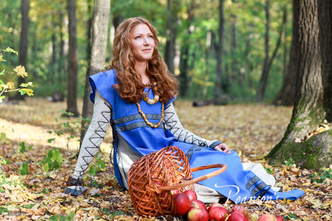 Sunshine Janet Surcoat - Brown, Classic Blue, Green, Medieval Dresses, Red, Sales and Specials-Medieval Shoppe