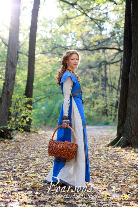 Sunshine Janet Surcoat - Brown, Classic Blue, Green, Medieval Dresses, Red, Sales and Specials-Medieval Shoppe
