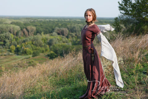 The Archeress Set - Brown, Burgundy Red, Green, Medieval Dresses, Midnight Blue-Medieval Shoppe