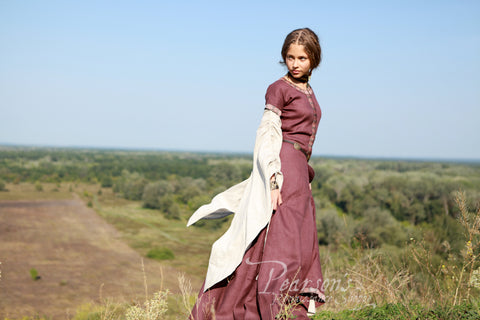 The Archeress Set - Brown, Burgundy Red, Green, Medieval Dresses, Midnight Blue-Medieval Shoppe