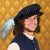 Tudor Flat Cap - Black, Chocolate Brown, Medieval Hats - Veils, Navy Brocade-Medieval Shoppe