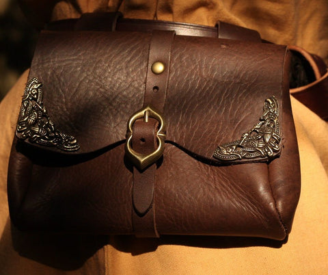 Viking Leather Pouch - Black, Brown, Sporrans - Pouches-Medieval Shoppe