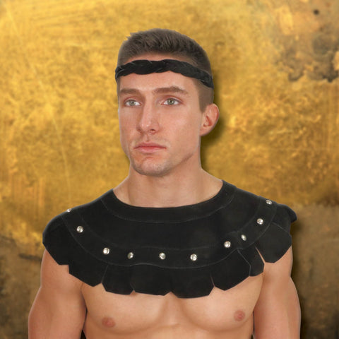 Warrior Suede Studded Mantle - Black, Brown, Green, Leather Body Armour, Men's Renaissance Shirts-Medieval Shoppe