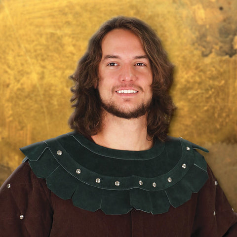 Warrior Suede Studded Mantle - Black, Brown, Green, Leather Body Armour, Men's Renaissance Shirts-Medieval Shoppe