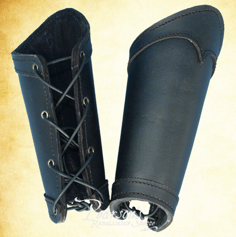 Warriors Leather Arm Bracers - Black, Black w/Red, Vambraces - Gauntlets - Gloves - Bracers-Medieval Shoppe
