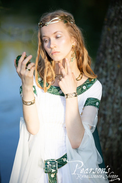 Water Flowers Wedding Dress - Blue Poplin, Green Poplin, Medieval Wedding Dresses, Thulian Pink Poplin, Turquoise Poplin, White Poplin-Medieval Shoppe