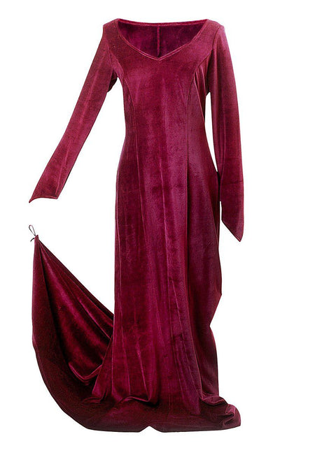 Wine Red Velvet Dress - Special Order - Custom Made Dresses-Medieval Shoppe