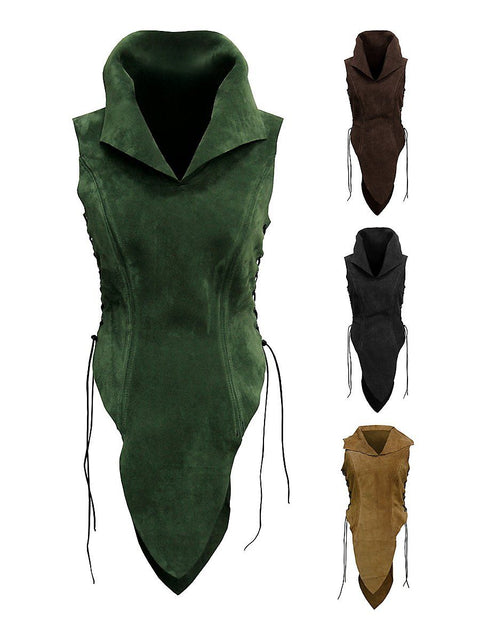 Women's Wood Elf Leather Jerkin - Black, Bodices - Corsets - Waist Cinchers, Dark Brown, Green, Light Brown-Medieval Shoppe