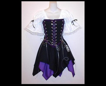 Wood Elf Pirate Maiden Set - Amethyst, Burgundy, Gold, Hunter Green, Medieval Bodice Sets, Olive Green, Purple, Royal Blue, Sales and Specials-Medieval Shoppe