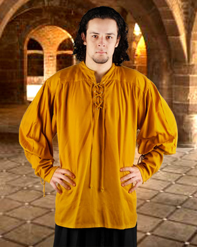 John Coxon Shirt - Black, Brown, Gold, Men's Renaissance Shirts, Natural, Red, White-Medieval Shoppe