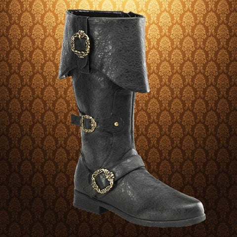 Caribbean Buckle Boot - Black, Brown, Men's Renaissance Boots-Medieval Shoppe
