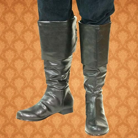 Pirate Boot - Black, Men's Renaissance Boots-Medieval Shoppe