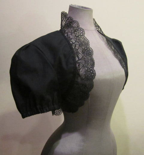 Black Bolero Shrug w/Lace - Chemises - Blouses - Coats, Sales and Specials, Women's Steampunk Clothing-Medieval Shoppe