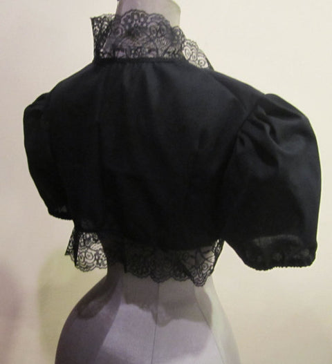 Black Bolero Shrug w/Lace - Chemises - Blouses - Coats, Sales and Specials, Women's Steampunk Clothing-Medieval Shoppe