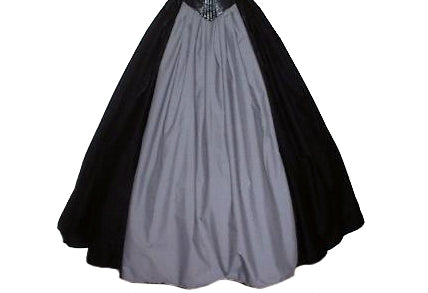 Elastic Waist Panel Skirt - Black w/Burgundy, Black w/Emerald Green, Black w/Gold, Black w/Hunter Green, Black w/Purple, Black w/Real Red, Black w/Royal Blue, Black w/Silver, Skirts - Pants - Underpinnings-Medieval Shoppe