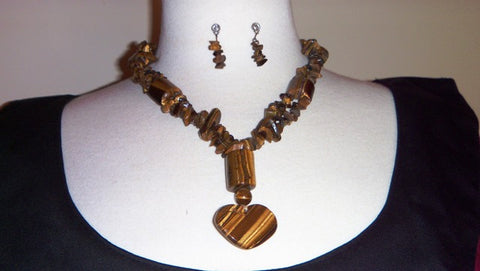 Tiger's Eye Necklace & Earring Set - Renaissance Necklaces, Sales and Specials-Medieval Shoppe