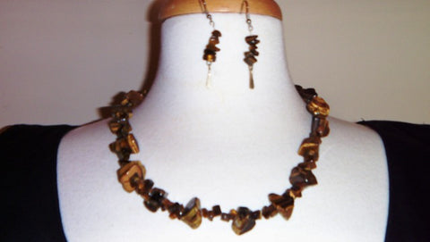 Tiger's Eye Necklace & Earring Set - Renaissance Necklaces, Sales and Specials-Medieval Shoppe