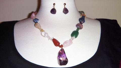 Multi Gemstone Necklace & Earring Set - Renaissance Necklaces, Sales and Specials-Medieval Shoppe