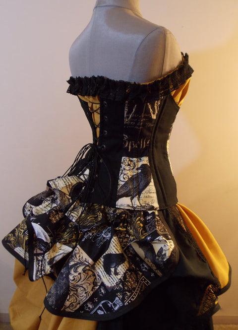 Nevermore Poe Fabric Styled Set - Underbust Corset Sets - Waist Cinchers-Medieval Shoppe