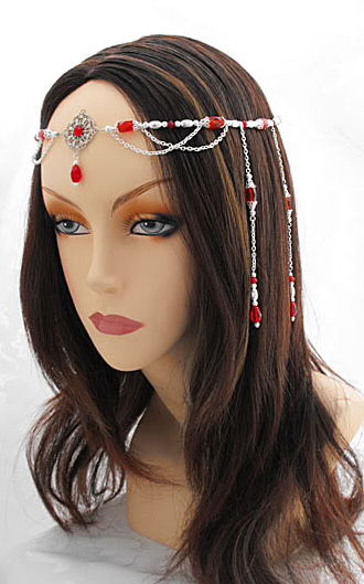 Filigree Red Czech Crystal Tiara - Featured Products, Medieval Crowns & Princess Tiaras-Medieval Shoppe