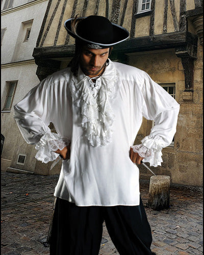 Roberto Cofresi Shirt - Black, Men's Renaissance Shirts, White-Medieval Shoppe