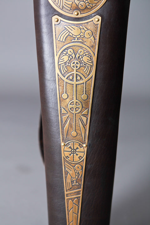 Etched Brass Leather Quiver - Renaissance Belts - Leather Accesssories-Medieval Shoppe