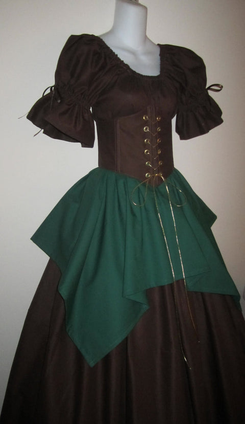 Woodland Nymph Elf - Brown w/Green, Green w/Brown, Underbust Corset Sets - Waist Cinchers-Medieval Shoppe