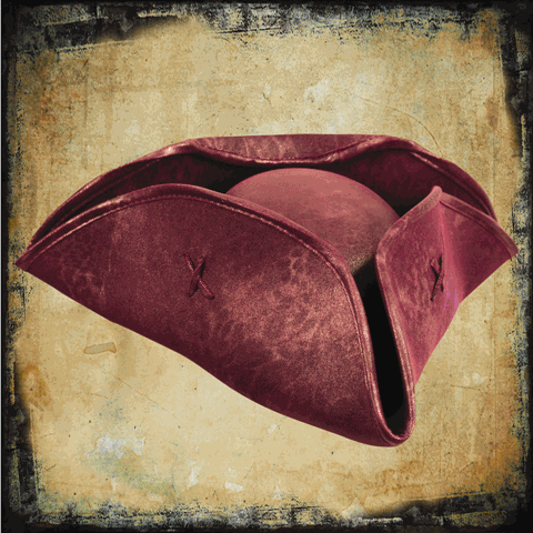 Scallywag Tricorn Pirate Hat - Blood Red, Classic Brown, Medieval Hats - Veils, Midnight Black-Medieval Shoppe