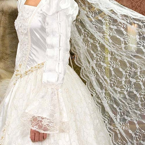 Renaissance Wedding Gown & Veil - Medieval Wedding Dresses, Renaissance Dresses-Medieval Shoppe